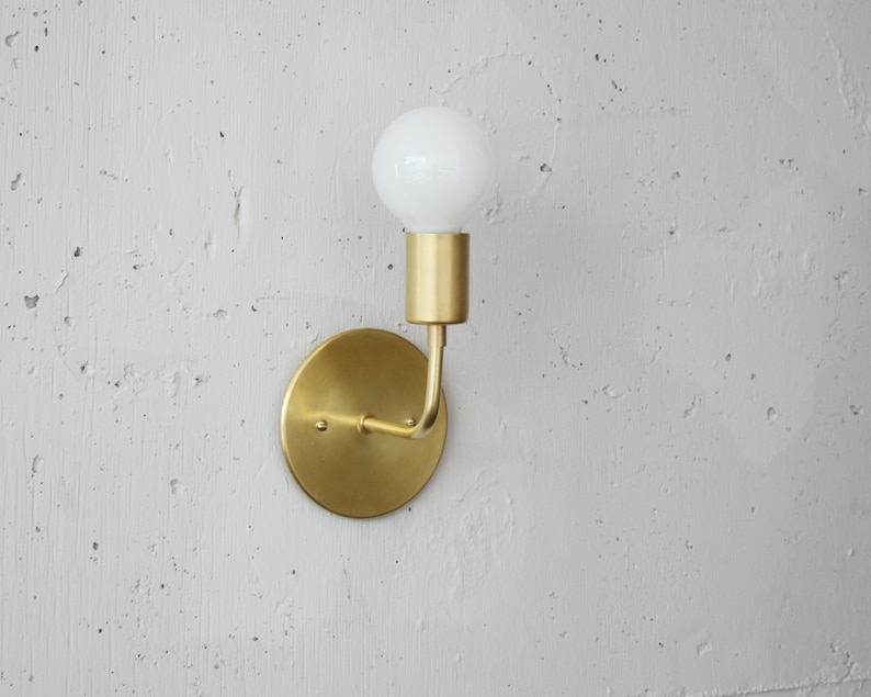Modern Brass Sconce Roy Simple wall light Mid century modern Danish modern Minimalist bedside light image 3