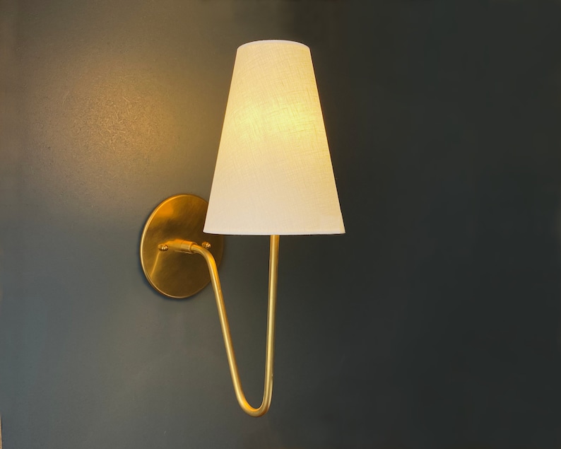 Aged Brass Wall Sconce Scoop Sconce Multiple Finishes Black Wall Light Bathroom Vanity Sconce image 7