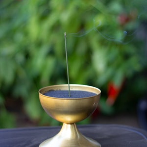 Incense Burner, Palo Santo Holder Brass and Black Sand Meditation Bowl image 4