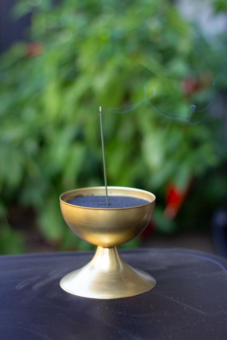 Incense Burner, Palo Santo Holder Brass and Black Sand Meditation Bowl image 4