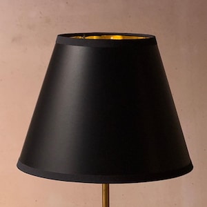 Zwarte papieren lampenkap met gouden voering – Klassieke Empire-lampenkap tafellampen, vloerlampen of wandlampen