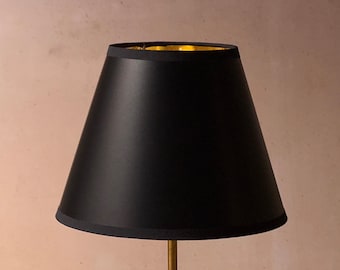 Black Paper Lampshade with Gold Lining – Classic Empire Shade Table Lamps, Floor Lamps, or Sconces