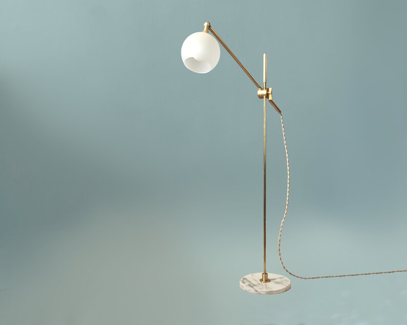 Floor Lamp Libby White Marble And Brass Task Light Reading Petite