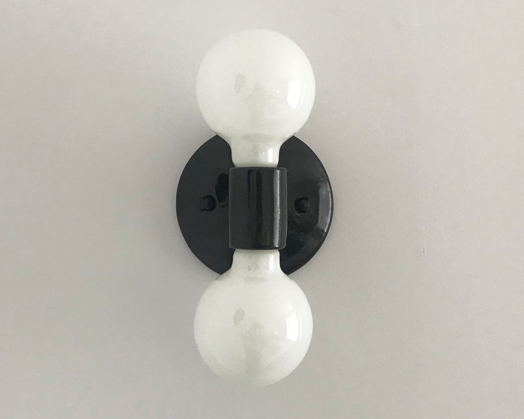 Double Wall Sconce • "duet" • Porcelain Black and White Wall Light ...