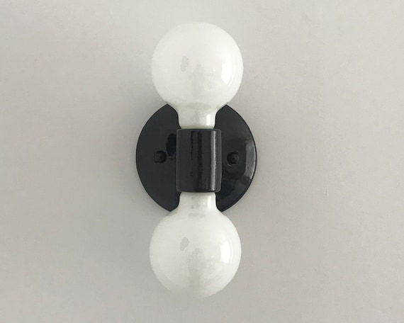 Double Wall Sconce duet Porcelain Black and White Wall Light