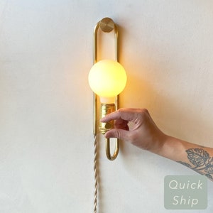 Plug-in wall sconce The Off-cut lamp Dimmable Accent Lamp Brass Bedside Light Hanging Wall Lamp image 1