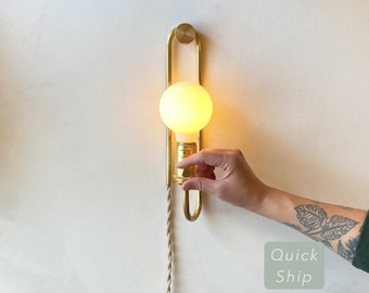 Plug-in wall sconce • The "Off-cut" lamp • Dimmable Accent Lamp • Brass Bedside Light • Hanging Wall Lamp