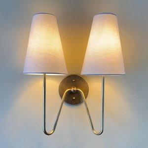 Modern Brass Wall Sconce • &quot;Double Scoop Sconce&quot; • Multiple Finishes • Aged Brass Modern Wall Light