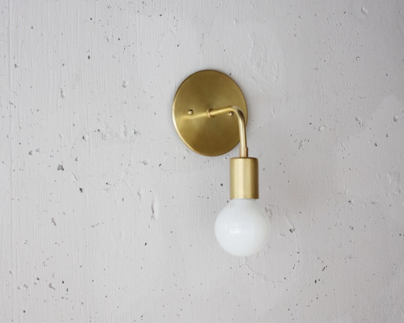 Modern Brass Sconce Roy Simple wall light Mid century modern Danish modern Minimalist bedside light image 1