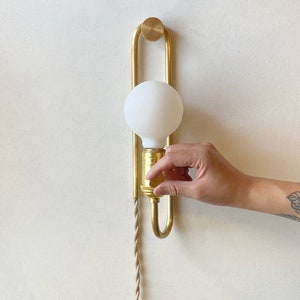 Plug-in wall sconce The Off-cut lamp Dimmable Accent Lamp Brass Bedside Light Hanging Wall Lamp image 2