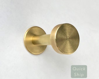 QUICK SHIP • Solid Brass Hook • Heavy-Duty Wall Hooks • Brass Home Decor • Brass Robe Hook • Brass Details