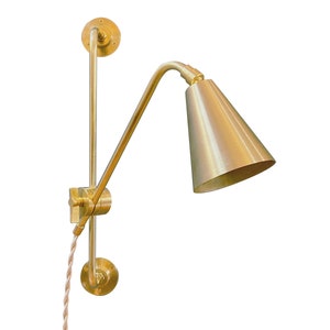 Plug in wall sconce • "Eloise" • Adjustable Bedside Lamp • Brass Task Light