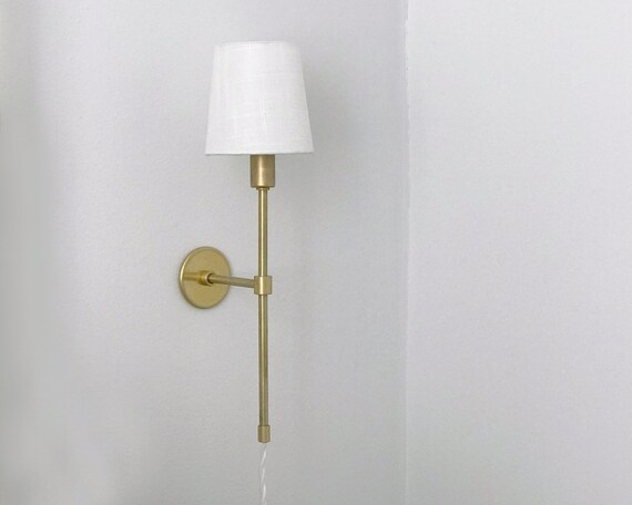 Plug in Wall Sconce Council Sconce Solid Brass Bedside Light