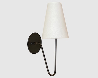 Brass Wall Sconce • "Scoop Sconce" • Black Wall Light • Bathroom Vanity Sconce