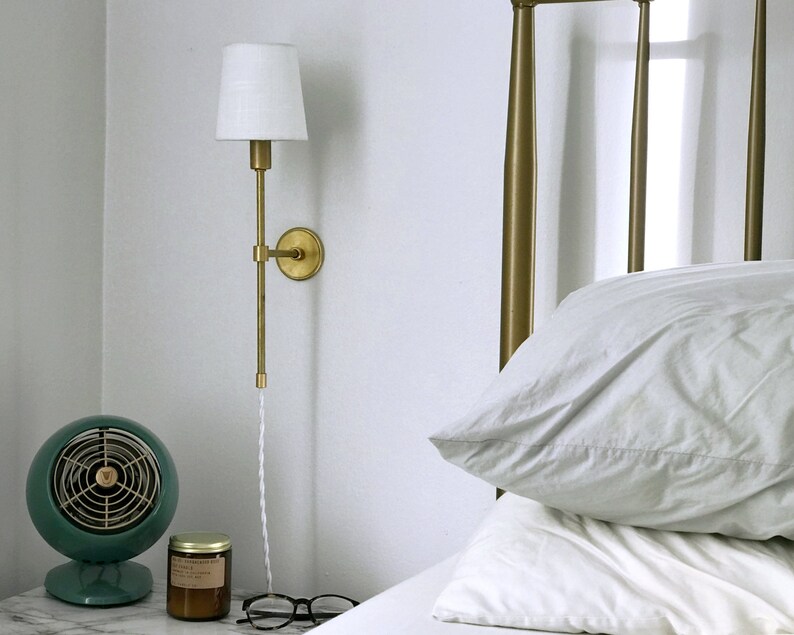 Plug in Wall Sconce Council Sconce Solid Brass Bedside Etsy Australia