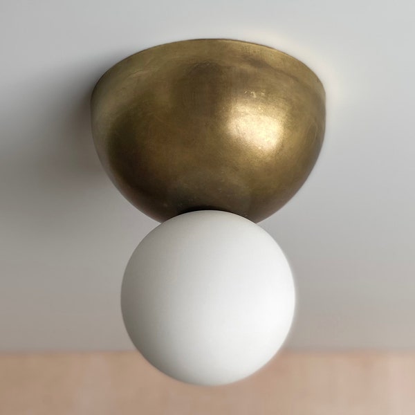 Flush Mount Ceiling Light • Amelia • Aged Brass Light Fixture