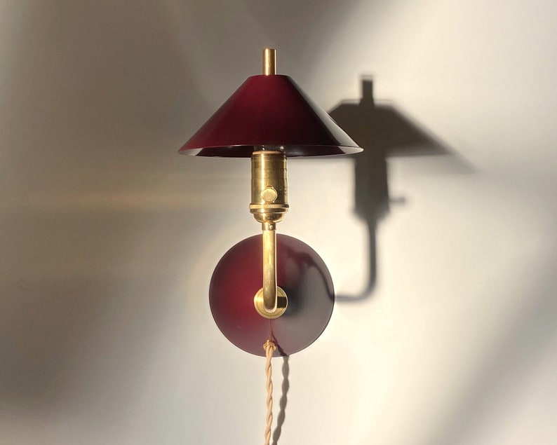 Burgundy Plug in wall sconce The Bungalow Light Dimming Wall Lamp image 1