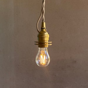 Bare Bulb Pendant Light • English Cord Pendant • Vintage Style Cord Pendant