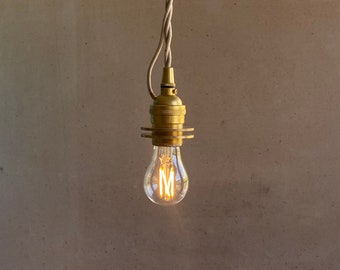 Bare Bulb Pendant Light • English Cord Pendant • Vintage Style Cord Pendant