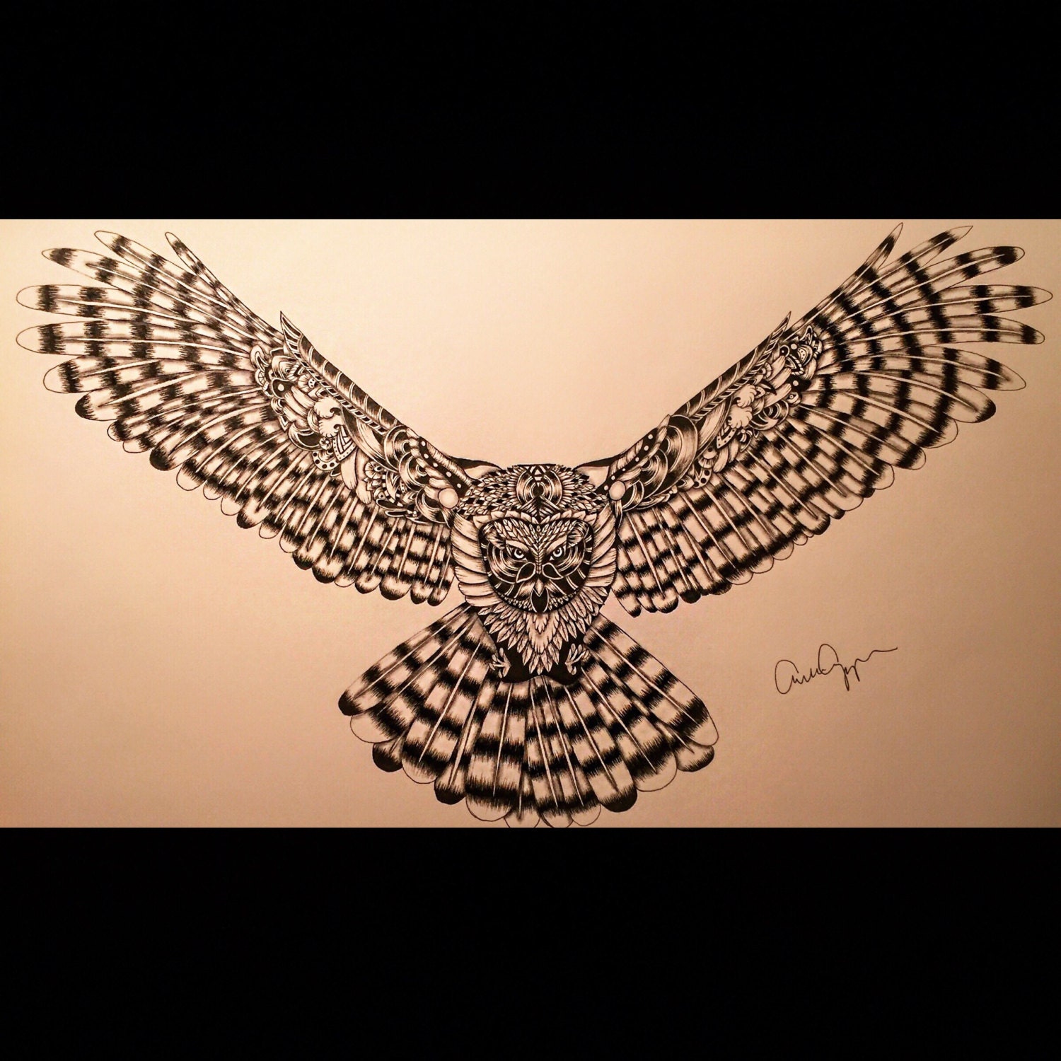 Hand Drawn Zentangle Owl Print