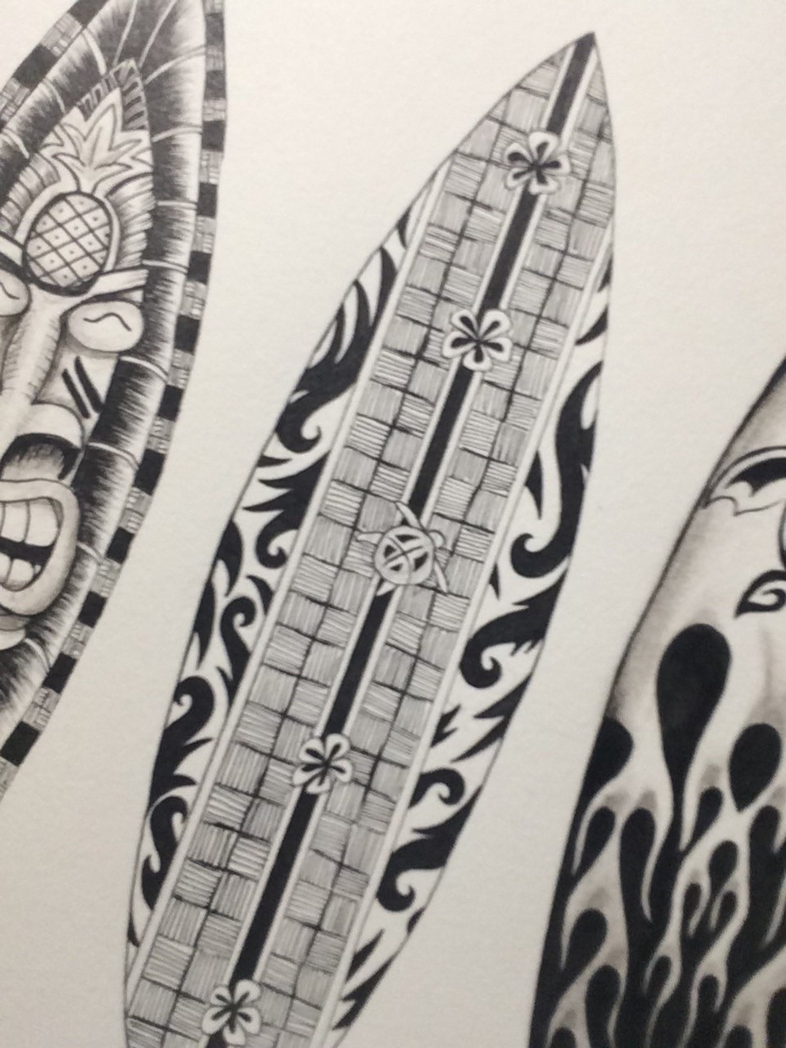 Hand Drawn Zentangle Surfboards Print Etsy