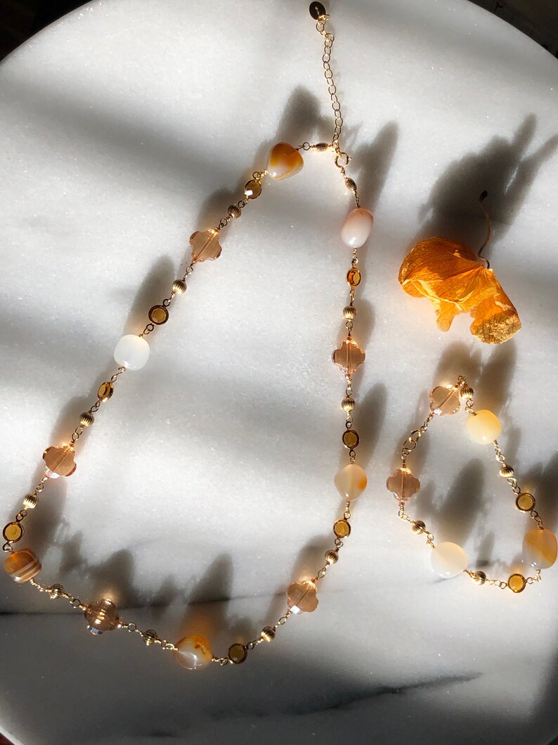 Topaz and Gold Necklace Carnelian