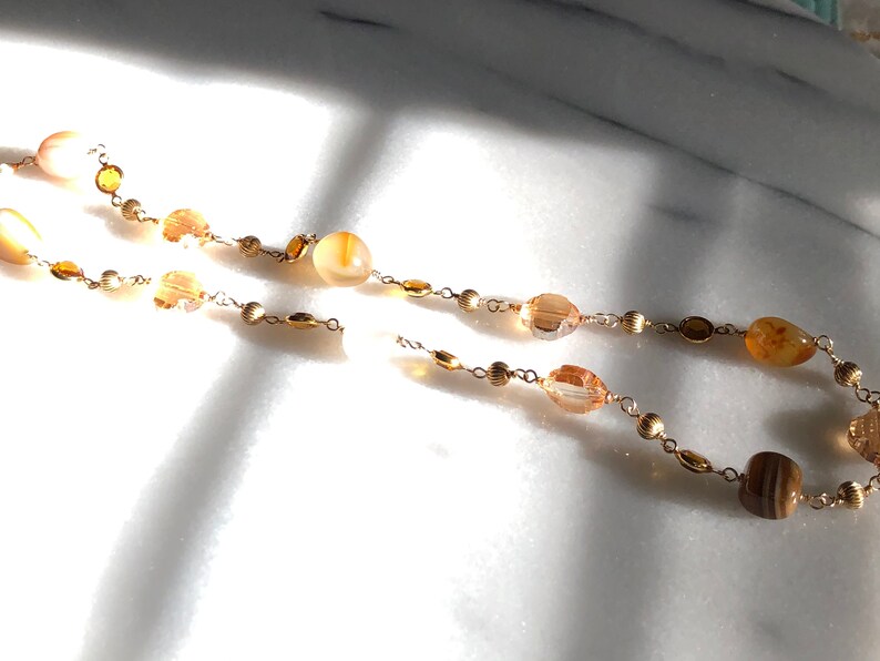 Topaz and Gold Necklace Carnelian