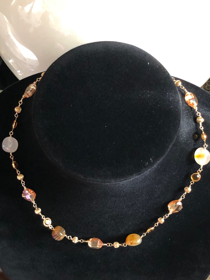 Topaz and Gold Necklace Carnelian