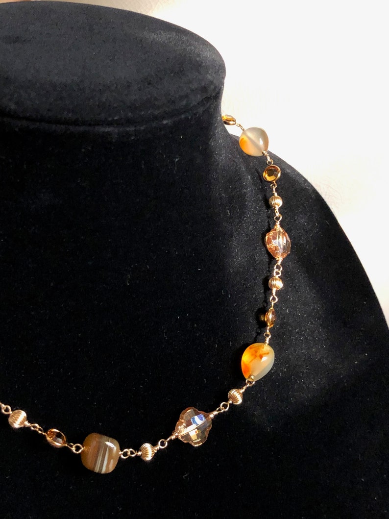 Topaz and Gold Necklace Carnelian