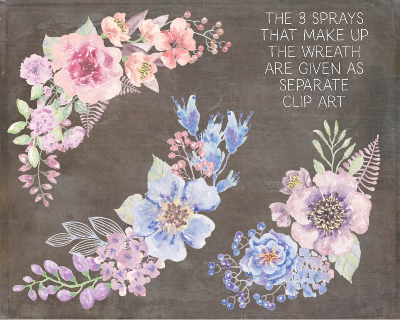 wreath in pastel tones; Sunset Hues; wedding clip art; weddings; watercolor wreath; instant download Watercolor floral clip art
