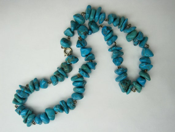 Vintage 60s turquoise chunk necklace - image 2