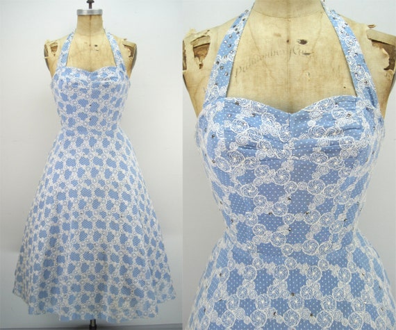 50s blue sundress, Alix of Miami, vlv dress, pinup