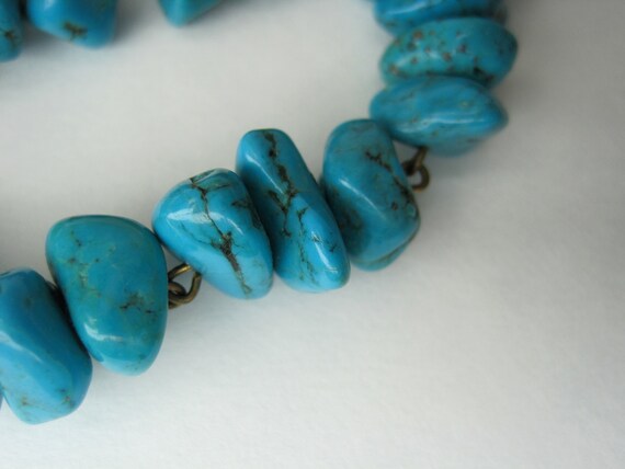 Vintage 60s turquoise chunk necklace - image 3