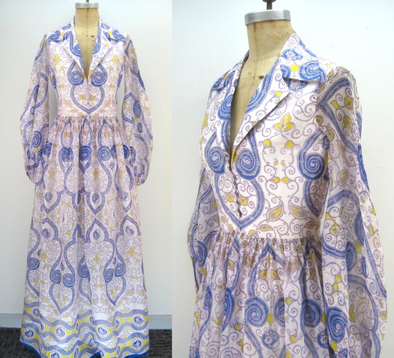 70s Indian maxi dress, House of Arts, cotton voile