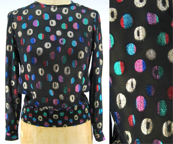 Vintage 90s sheer metallic top, club wear, metalli