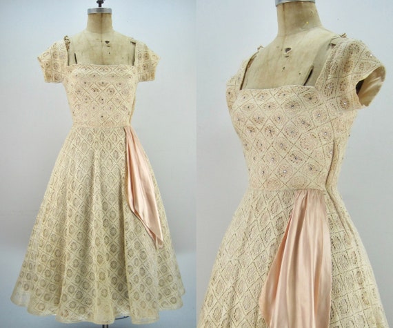 50s spiderweb lace dress, party dress, Junior Acce