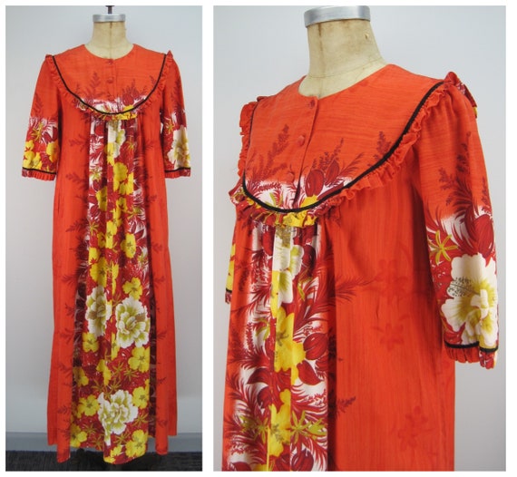 Vintage 60s Reef cotton Hawaiian dress, floral Haw