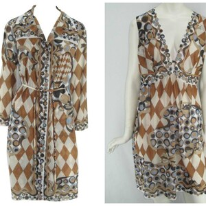 Vintage 60s Emilio Pucci para Formfit Rogers set, op art Pucci, camisón Pucci, bata Pucci, Pucci peignor set