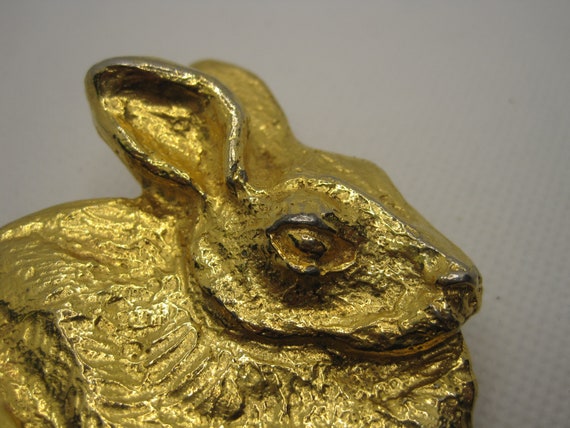 Mimi Di N vintage gold front belt buckle 1973 1973 Mimi di N gold plated rabbit buckle, oversized - Gem main image 3