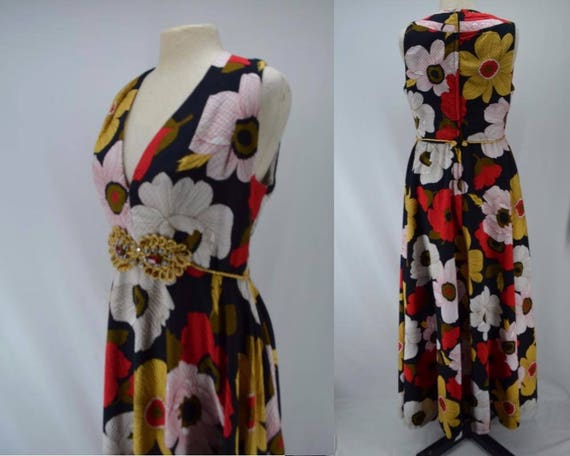 Vintage 70s cotton plisse dress, 70s circle skirt… - image 2