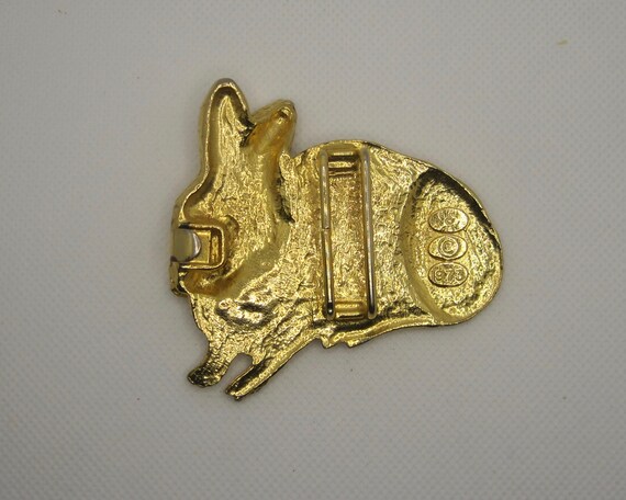 1973 Mimi di N gold plated rabbit buckle, oversized - Gem display picture 1