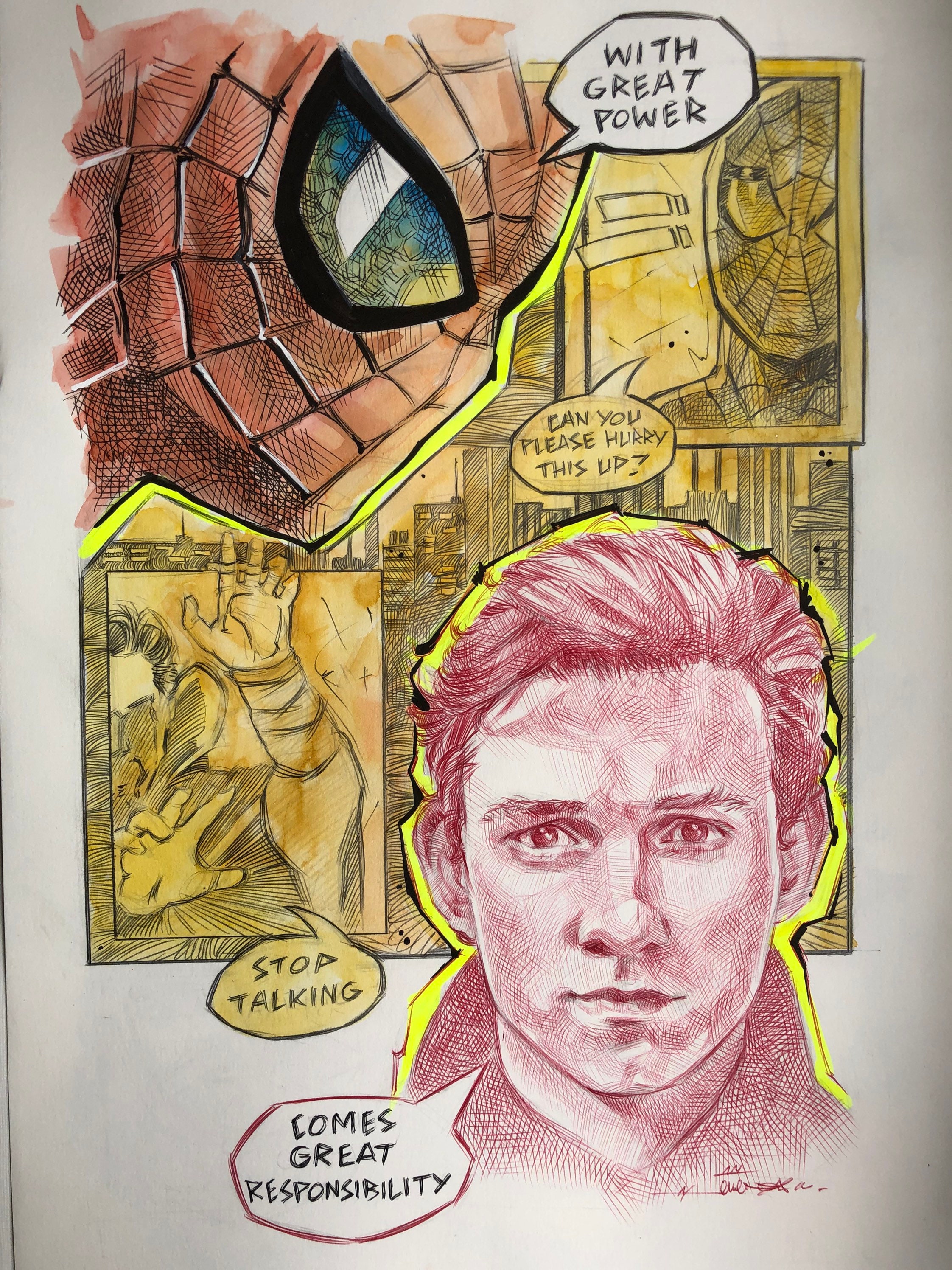 Spiderman Tom Holland Comic Book Strip Fan Art ORIGINAL - Etsy UK