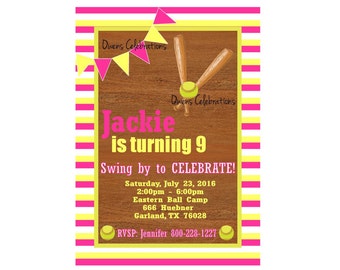 softball invitation etsy