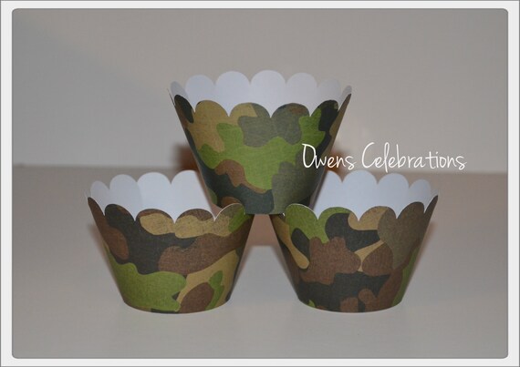 Camouflage Cupcake Wrappers Military Cupcake Wrappers Army Etsy