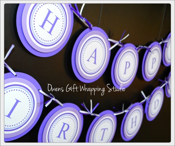 Purple Happy Birthday Banner Purple Birthday Decorations Etsy