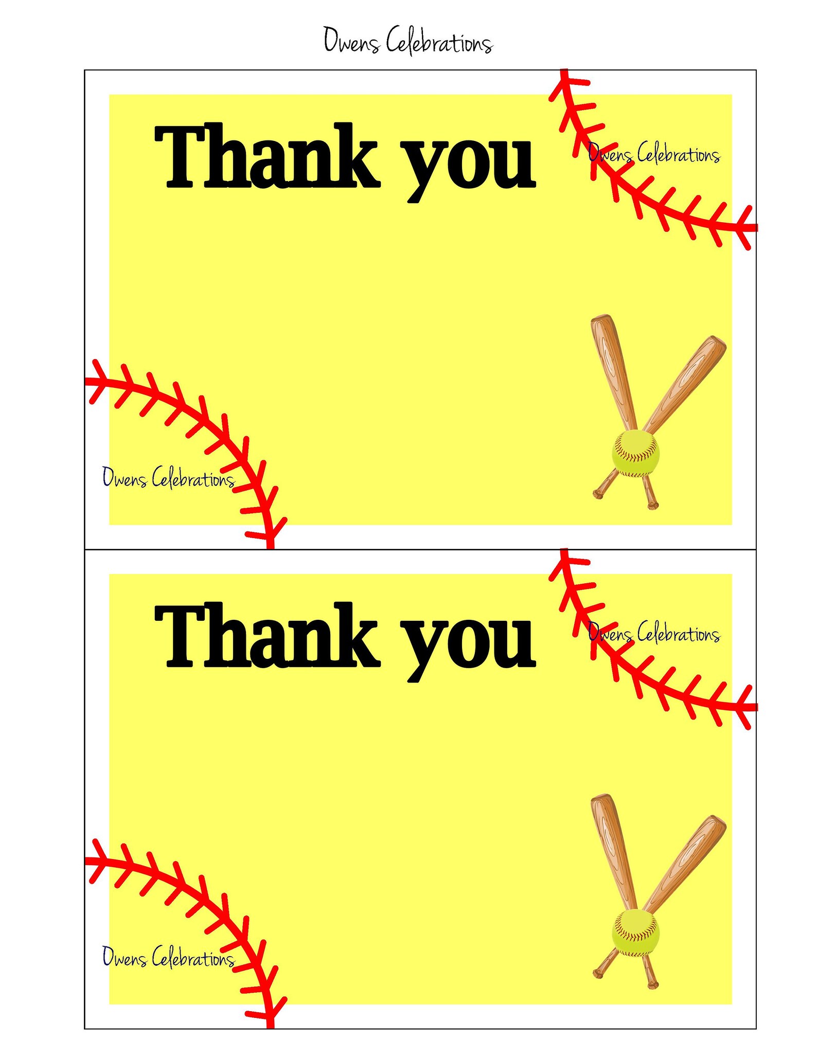 Softball Thank You Card Size 5x7 Softball Thank You Note by Etsy Israel