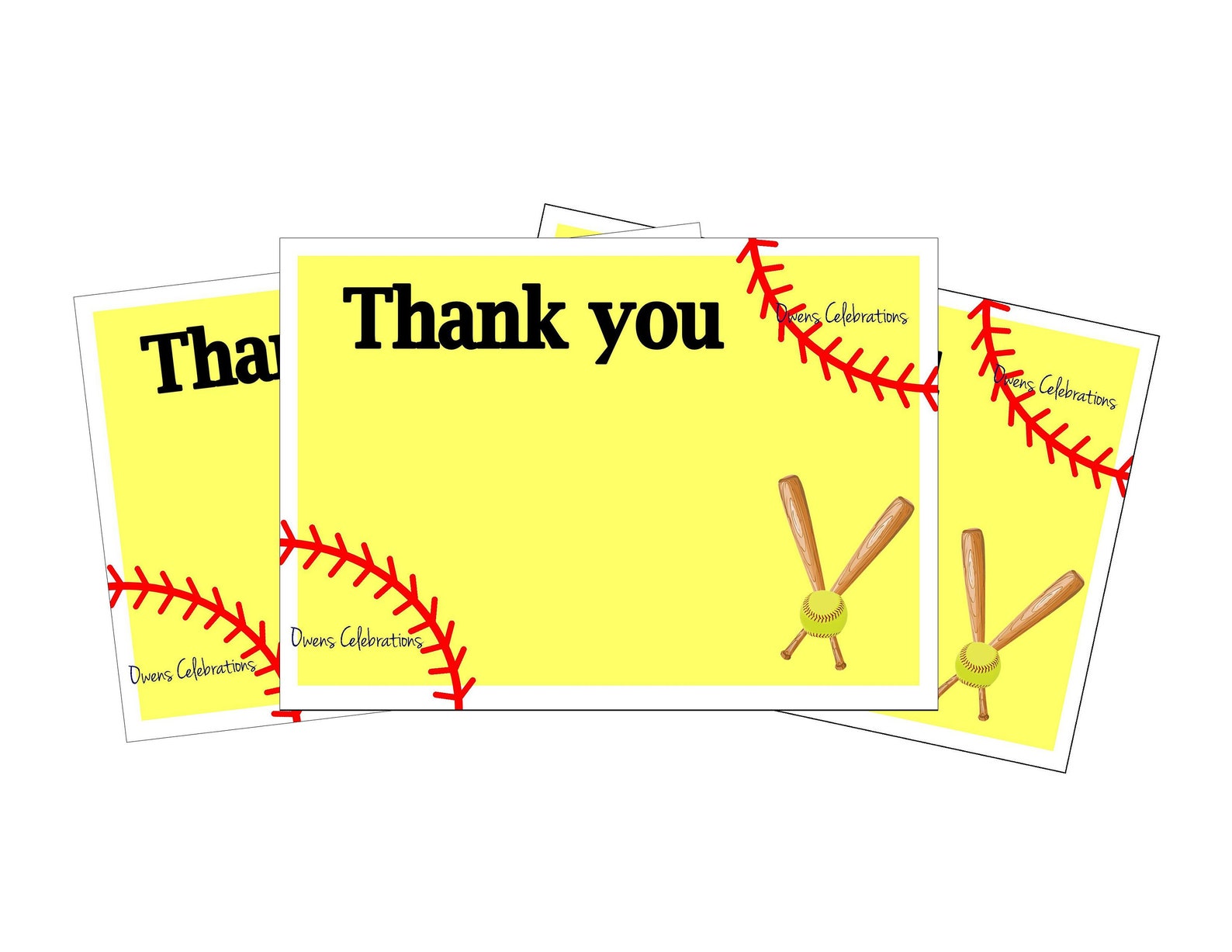 Softball Thank You Card Size 5x7 Softball Thank You Note by Etsy