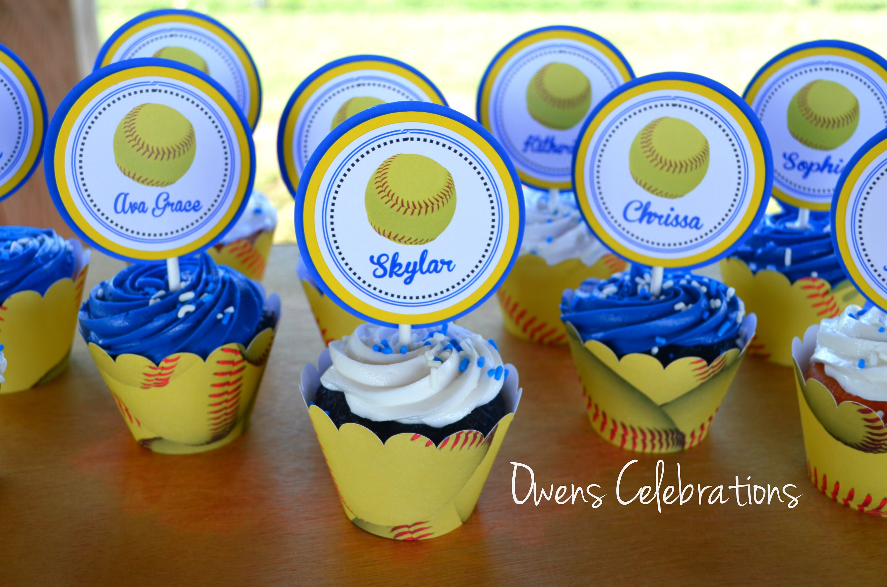 Softball Cupcake Toppers Softball Cupcake Wrappers Softball Etsy