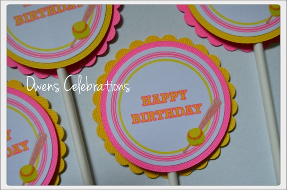 Softball Happy Birthday Banner Softball Birthday Decorations Etsy