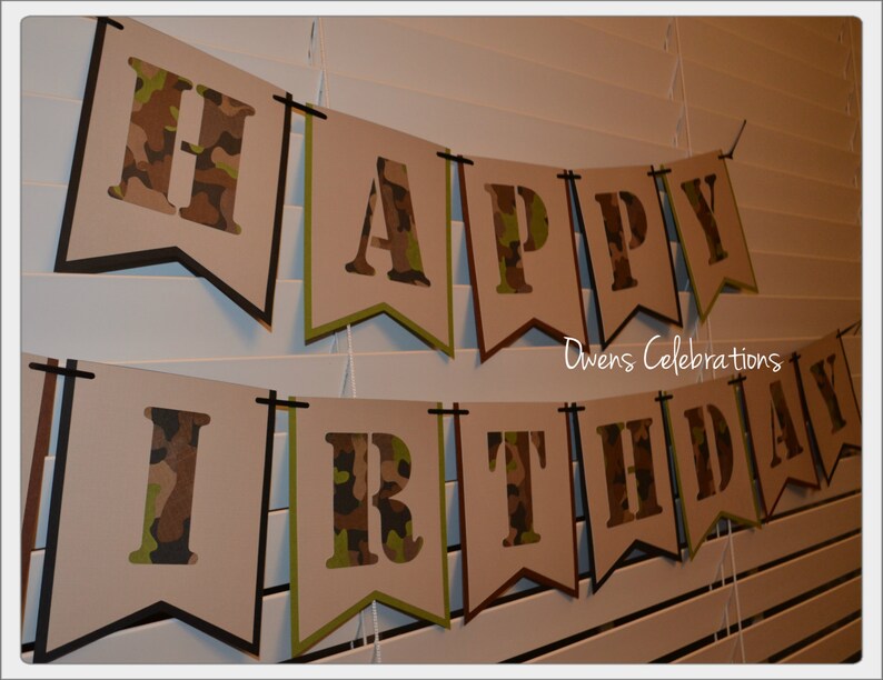 Camo Happy Birthday Banner Military Happy Birthday Banner - Etsy